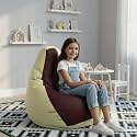 Biggie Bean Bag Kids Bean Bag Chair with Beans Filled-Perfect for Living Room,Bedroom,Study-Sale Design(Regular-Cream Maroon)-Faux Leather