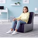 Biggie Bean Bag Kids Bean Bag Chair with Beans Filled-Perfect for Living Room,Bedroom,Study-Sale Design(Regular-Indigo Light-Grey)-Faux Leather