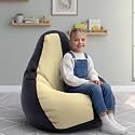 Biggie Bean Bag Kids Bean Bag Chair with Beans Filled-Perfect for Living Room,Bedroom,Study-Sale Design(Regular-Black Cream)-Faux Leather