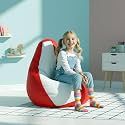 Biggie Bean Bag Kids Bean Bag Chair with Beans Filled-Perfect for Living Room,Bedroom,Study-Sale Design(Regular-Red White)-Faux Leather
