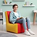 Biggie Bean Bag Kids Bean Bag Chair with Beans Filled-Perfect for Living Room,Bedroom,Study-Sale Design(Regular-Red Yellow)-Faux Leather