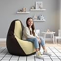 Biggie Bean Bag Kids Bean Bag Chair with Beans Filled-Perfect for Living Room,Bedroom,Study-Sale Design(Regular-Brown Cream)-Faux Leather