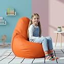 Biggie Bean Bag Kids Bean Bag Chair with Beans Filled-Perfect for Living Room,Bedroom,Study-Sale Design(Regular-Orange)-Faux Leather