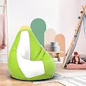 Biggie Bean Bag Kids Bean Bag Chair with Beans Filled-Perfect for Living Room,Bedroom,Study-Sale Design(Regular-Pea-Green White)-Faux Leather