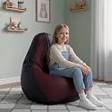 Biggie Bean Bag Kids Bean Bag Chair with Beans Filled-Perfect for Living Room,Bedroom,Study-Sale Design(Regular-Black Maroon)-Faux Leather