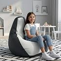 Biggie Bean Bag Kids Bean Bag Chair with Beans Filled-Perfect for Living Room,Bedroom,Study-Sale Design(Regular-Dark-Grey White)-Faux Leather