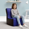Biggie Bean Bag Kids Bean Bag Chair with Beans Filled-Perfect for Living Room,Bedroom,Study-Sale Design(Regular-Blue Black)-Faux Leather