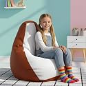 Biggie Bean Bag Kids Bean Bag Chair with Beans Filled-Perfect for Living Room,Bedroom,Study-Sale Design(Regular-Tan-Brown White)-Faux Leather