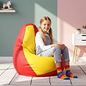 Biggie Bean Bag Kids Bean Bag Chair with Beans Filled-Perfect for Living Room,Bedroom,Study-Sale Design(Regular-Red Yellow)-Faux Leather