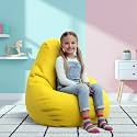 Biggie Bean Bag Kids Bean Bag Chair with Beans Filled-Perfect for Living Room,Bedroom,Study-Sale Design(Regular-Yellow)-Faux Leather