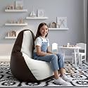 Biggie Bean Bag Kids Bean Bag Chair with Beans Filled-Perfect for Living Room,Bedroom,Study-Sale Design(Regular-Brown White)-Faux Leather