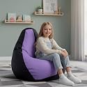 Biggie Bean Bag Kids Bean Bag Chair with Beans Filled-Perfect for Living Room,Bedroom,Study-Sale Design(Regular-Black Lavender)-Faux Leather