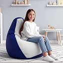 Biggie Bean Bag Kids Bean Bag Chair with Beans Filled-Perfect for Living Room,Bedroom,Study-Sale Design(Regular-Blue White)-Faux Leather