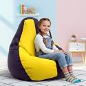 Biggie Bean Bag Kids Bean Bag Chair with Beans Filled-Perfect for Living Room,Bedroom,Study-Sale Design(Regular-Indigo Yellow)-Faux Leather