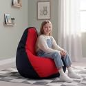 Biggie Bean Bag Kids Bean Bag Chair with Beans Filled-Perfect for Living Room,Bedroom,Study-Sale Design(Regular-Black Red)-Faux Leather