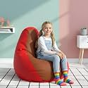 Biggie Bean Bag Kids Bean Bag Chair with Beans Filled-Perfect for Living Room,Bedroom,Study-Sale Design(Regular-Red Tan-Brown)-Faux Leather
