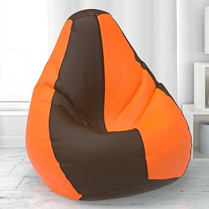 biggiebean bag with beans filled 4xl- official lazy sacks bean bags - for adults - max user height  55-6 ft-weight  70-99 kgsmodel brown orange