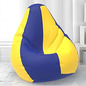 biggiebean bag with beans filled 4xl- official lazy sacks bean bags - for adults - max user height  55-6 ft-weight  70-99 kgsmodel blue yellow