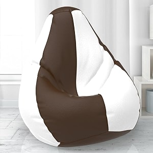 biggiebean bag with beans filled 4xl- official lazy sacks bean bags - for adults - max user height  55-6 ft-weight  70-99 kgsmodel brown white
