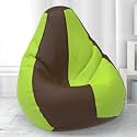 BiggieBean Bag with Beans Filled 4XL- Official: Lazy Sacks Bean Bags - for Adults - Max User Height : 5.5-6 Ft.-Weight : 70-99 Kgs(Model: Brown Pea Green)