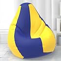 BiggieBean Bag with Beans Filled 4XL- Official: Lazy Sacks Bean Bags - for Adults - Max User Height : 5.5-6 Ft.-Weight : 70-99 Kgs(Model: Blue Yellow)