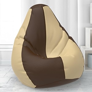 biggiebean bag with beans filled 5xl- official lazy sacks bean bags - for adults - max user height  6-65 ft - weight  99-110 kgsmodel brown cream