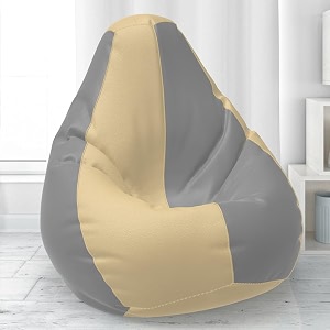 biggiebean bag with beans filled 5xl- official lazy sacks bean bags - for adults - max user height  6-65 ft - weight  99-110 kgsmodel cream light grey