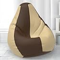 BiggieBean Bag with Beans Filled 5XL- Official: Lazy Sacks Bean Bags - for Adults - Max User Height : 6-6.5 Ft. - Weight : 99-110 Kgs(Model: Brown Cream)
