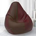 BiggieBean Bag with Beans Filled 5XL- Official: Lazy Sacks Bean Bags - for Adults - Max User Height : 6-6.5 Ft. - Weight : 99-110 Kgs(Model: Brown Maroon)