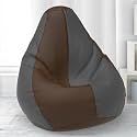 BiggieBean Bag with Beans Filled XL- Official: Lazy Sacks Bean Bags - for Kids - Max User Height : 4 Ft. - Weight : 30 Kgs(Model: Brown Dark Grey)