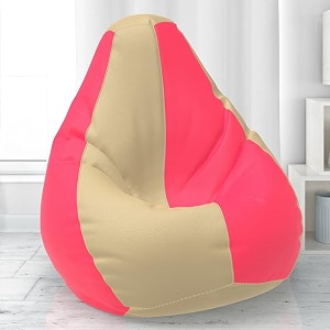 biggiebean bag with beans filled xxl- official lazy sacks bean bags - for teenagers - max user height  45-5 ft-weight  45-50 kgsmodel cream pink