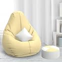 BiggieBean Bag with Beans Filled XXXXL Bean Bag with Free Cushion and Footrest - Official : ZenSack(Color : Cream)