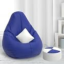 BiggieBean Bag with Beans Filled XXXXL Bean Bag with Free Cushion and Footrest - Official : ZenSack(Color : Blue)