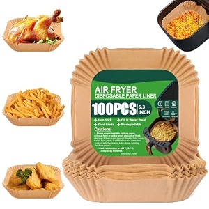 air fryer disposable standard paper liners 100pcs oil proof parchment sheets airfryer paper basket bowl liner for baking cooking food square