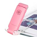 BIGLIGHT Amber Book Reading Light, LED Clip on Book Lights, Reading Lights for Books in Bed, Small Book Light for Kids, USB Rechargeable, 2 Brightness Adjustable for Eye Protection, Pink