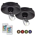 BIGMONAT Wireless Accent Spotlight Indoor for Pictures Light on Walls Battery Operation,Mini LED Spotlight with Remote for Art Paintings 12 Color Changing,Dart Board Light with Rotate Head 2Pack