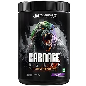 bigmuscles nutrition karnage black preworkout arctic blast 420g  massive pump  laser focus  explosive energy  gorilla power  no itching  with nitrosigine