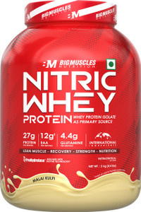 bigmuscles nutrition nitric whey protein  27g whey protein isolate with prohydrolase enzyme tech  whey protein
