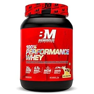 bigmuscles nutrition performance whey protein 1kg kaju kesar pista