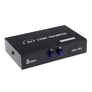 bigplayer 2 port vga monitor selector box 2x1 display interface switch for two computers to one screen manual button controller black