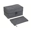 Bigso Travel Accessories Organizer - Durable Polyester Electronics Organizer for Luggage - Travel Bag with Four Pockets, Elastic Loops, and Extra Zippered Pouch - 8.7in x 5.1in x 4.7in - Gray