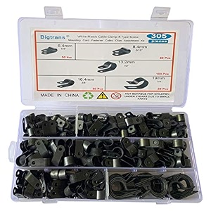 bigtrans 305 pcs nylon plastic r-type wire clips 1434 51634 3834 1234 3434 clamps fasteners assortment for cable conduit -5 size -white