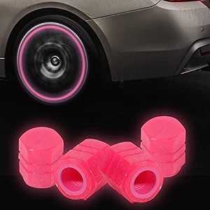 bigxen carbike wheel tire rim air valve cap radium tyre air caps cover glow radium light resistant tire pressure caps universal for car truck suv motorcycles bike 4pcspink