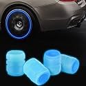 BIGXEN Car/Bike Wheel Tire Rim Air Valve Cap Radium Tyre Air Caps Cover Glow Radium Light Resistant Tire Pressure Caps, Universal for Car, Truck, SUV, Motorcycles, Bike(Blue)