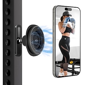 bijasani dual magnet phone holder for gym new 2026 upgraded  heavy duty military grade super strong n55 magnets  mount for iphone amp android treadmill squat rack  360 rotation all-metal body