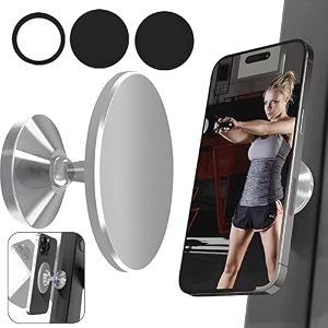 bijasani new 2024 dual magnetic 360 degree mobile holder for gym magsafe compatible with super strong n52 magnets best gift for gym lovers universal mini slim silver