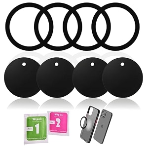 bijasani smartphones metal plates and metal rings for car magnetic phone holder with 3m adhesive compatible with magnetic mounts - 4 round plates and 4 metal rings