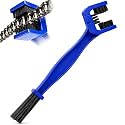 Bike Chain Cleaner Brush, 3-Sided Chain Cleaning Tool with Long Nylon Bristles for Bicycle, MTB & Motorcycle, Sprocket & Drivetrain Cleaning, Reusable (Blue)