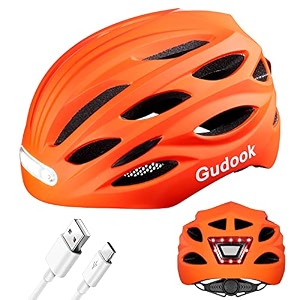 bike helmet adult helmets for menwomen with usb rechargeable front and rear led light for cycling urban commuter casco para bicicleta lightweight bicycle helmet matte orange medium