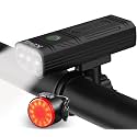 Bike Lights 6400 mAh USB C Rechargeable Bike Lights Set, Super Bright 3LED 3000LM Bicycle Light for Night Riding, Waterproof Bike Headlight and Tail Light Set Accessories for Road and MTB